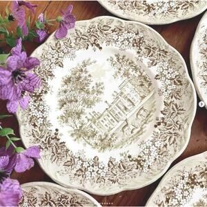 Vintage Meakin Romantic England Penshurst Place English Dessert Plates x4
